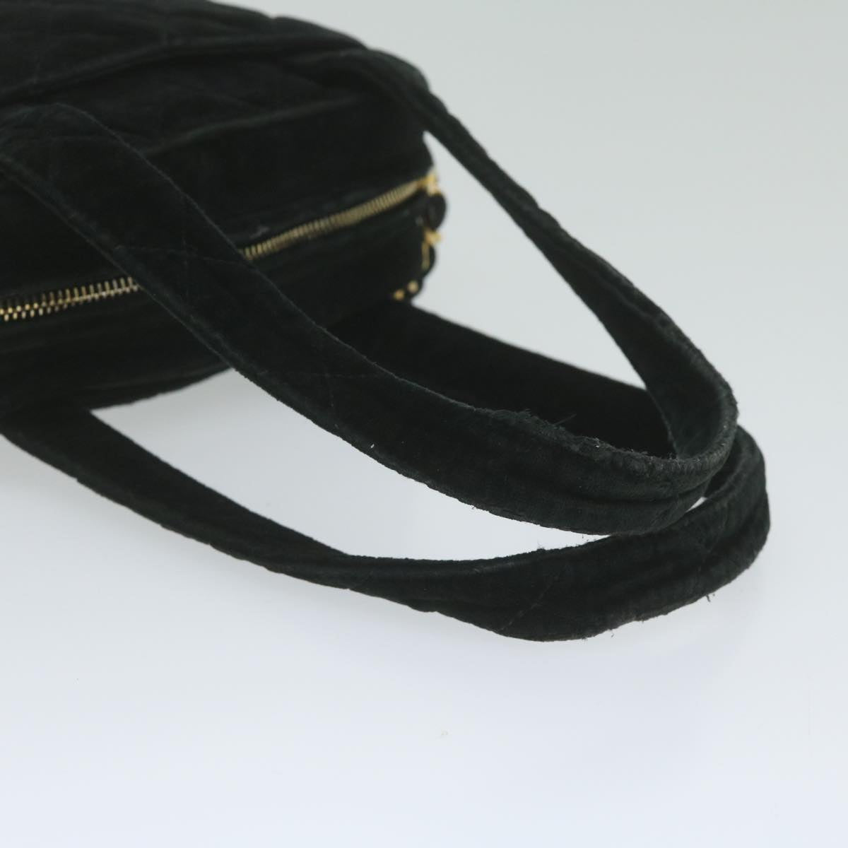 Top Quality Chanel Hand Bag Velor Black CC Auth bs10697