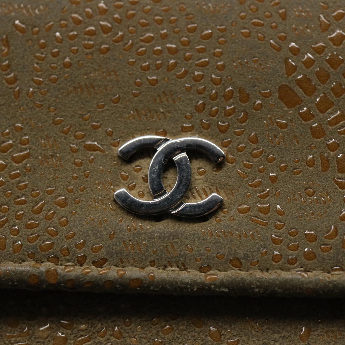 Top Quality Chanel Long Wallet Suede Beige CC Auth bs10744