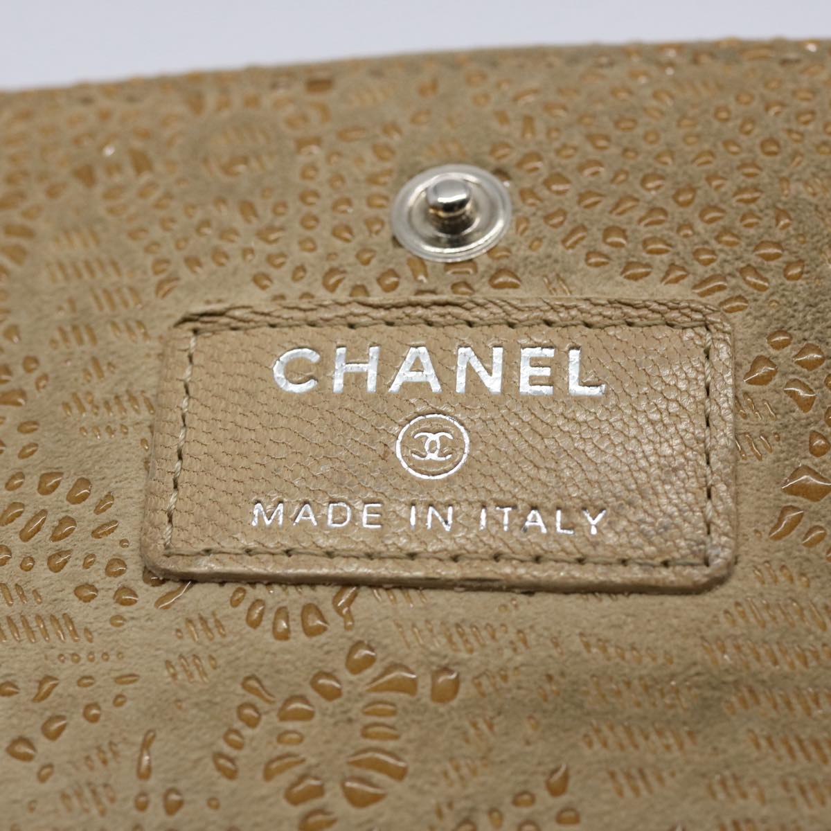 CHANEL Long Wallet Suede Beige CC Auth bs10744