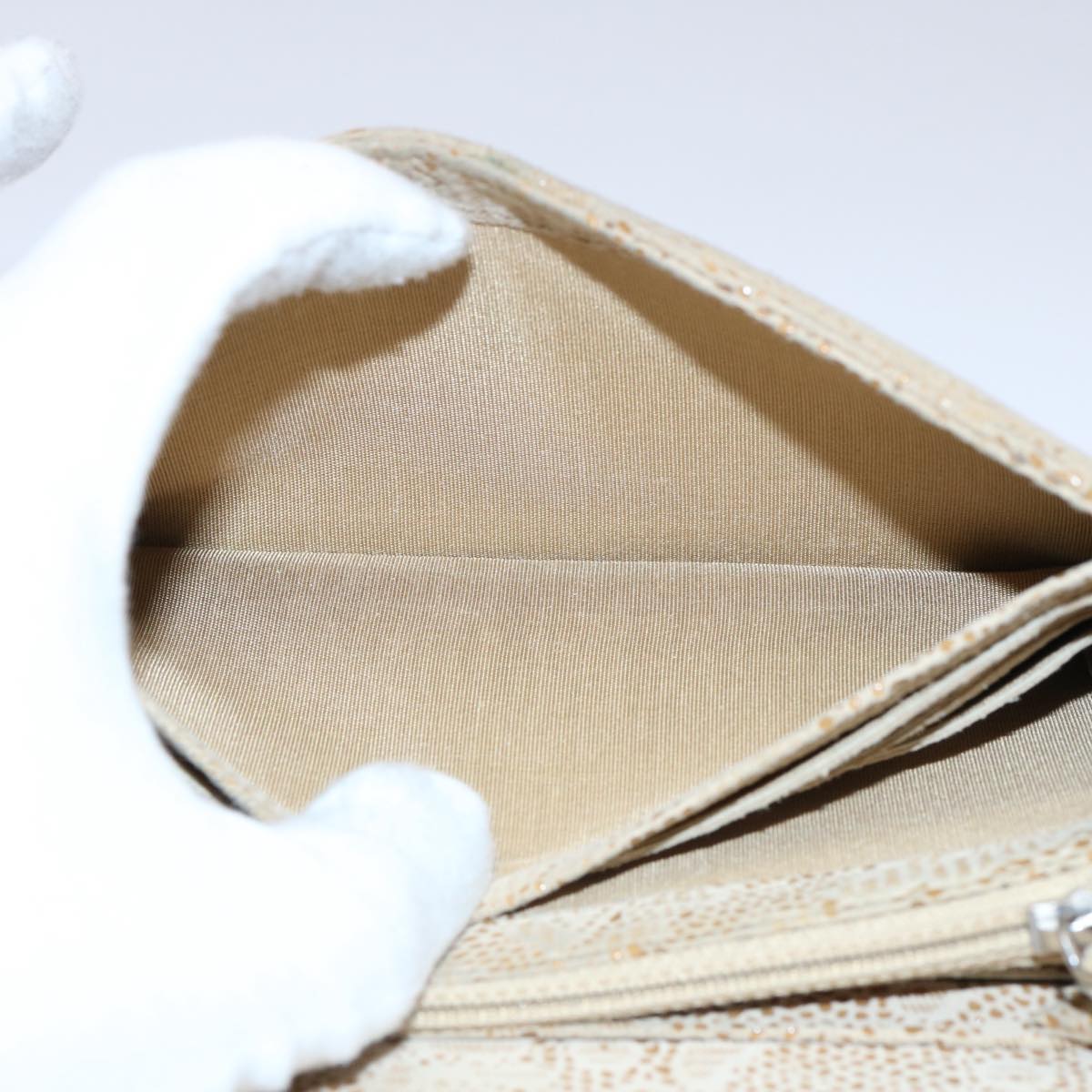 Top Quality Chanel Long Wallet Suede Beige CC Auth bs10744