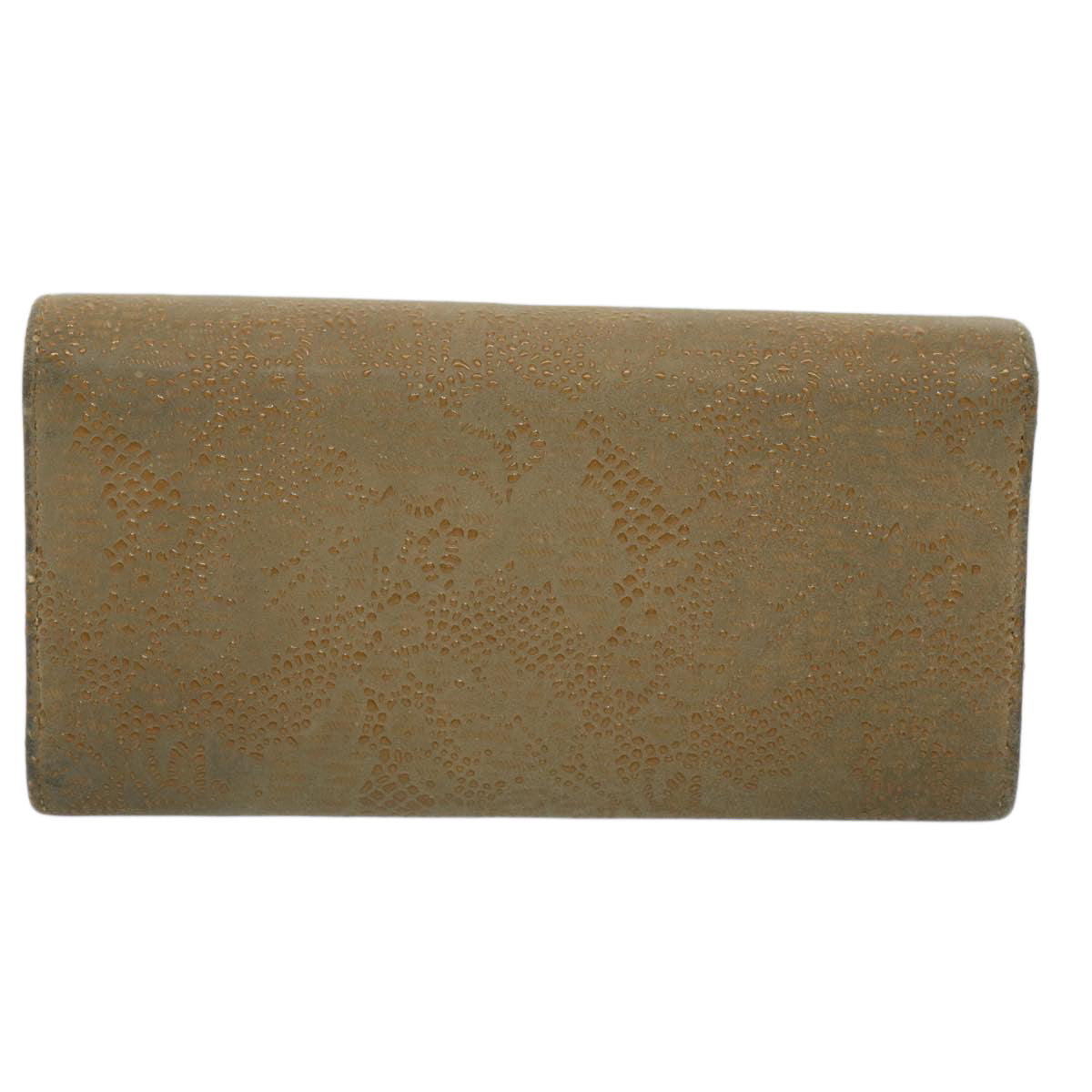 Top Quality Chanel Long Wallet Suede Beige CC Auth bs10744