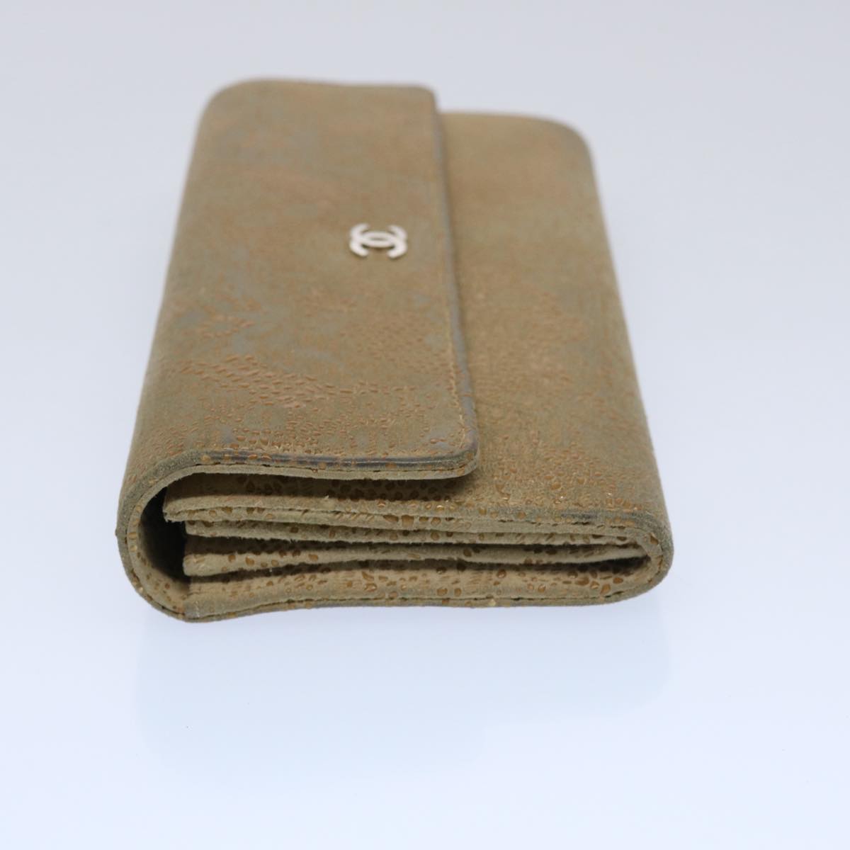 Top Quality Chanel Long Wallet Suede Beige CC Auth bs10744