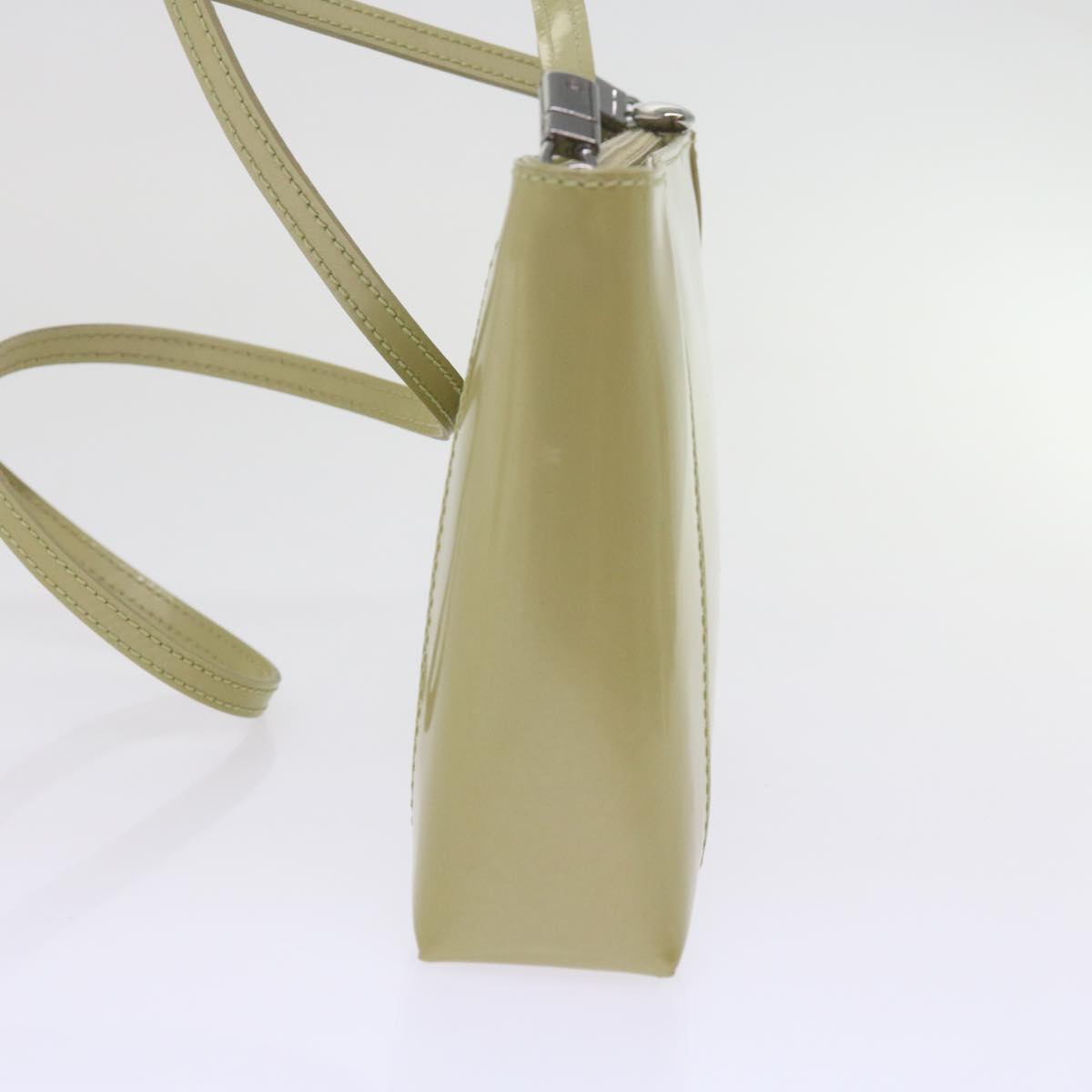 CHRISTIAN DIOR Shoulder Bag Patent leather Beige Auth bs10786