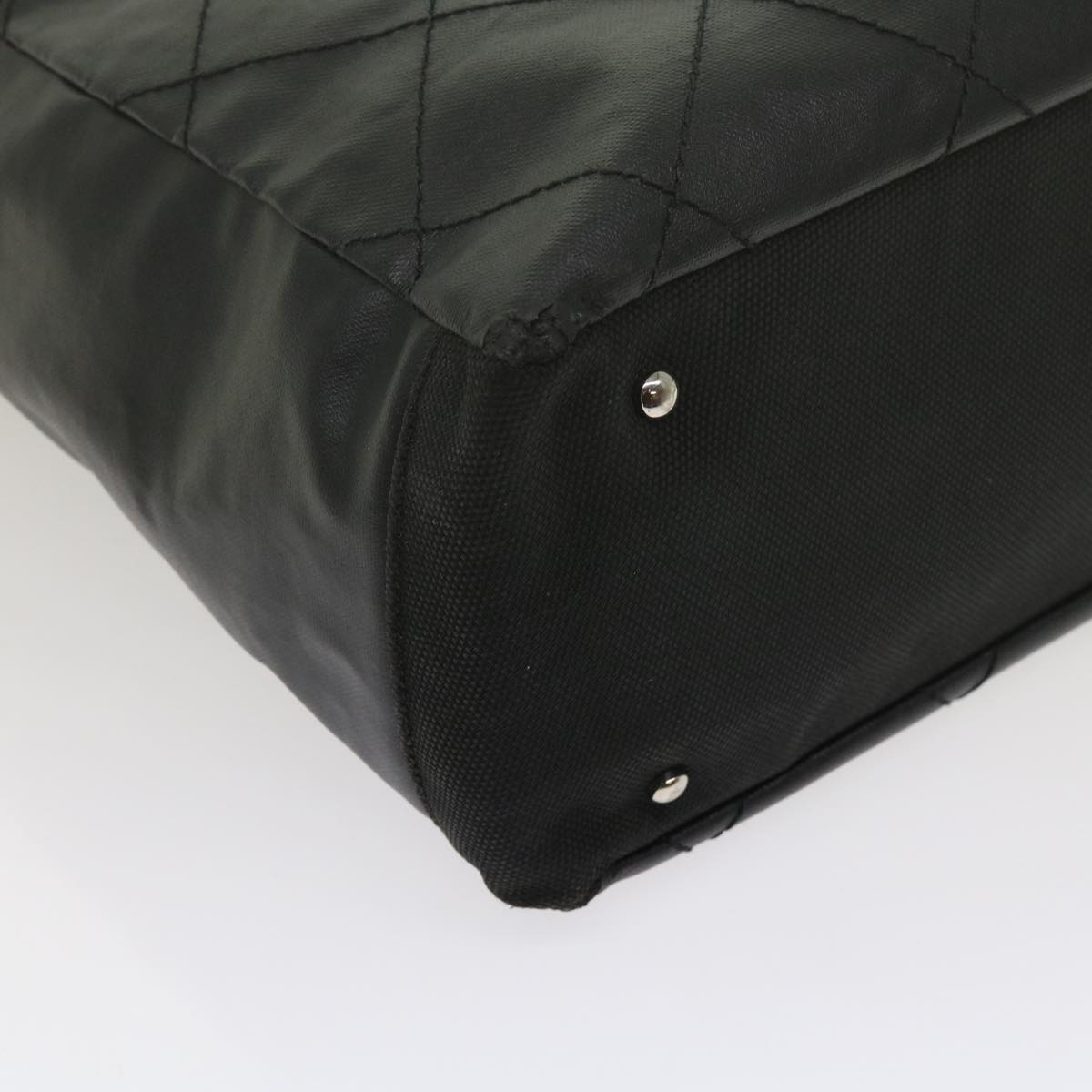 CHANEL Paris Biarritz MM Tote Bag Coated Canvas Black CC Auth bs10905