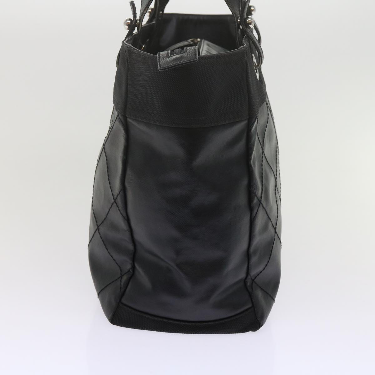 CHANEL Paris Biarritz MM Tote Bag Coated Canvas Black CC Auth bs10905