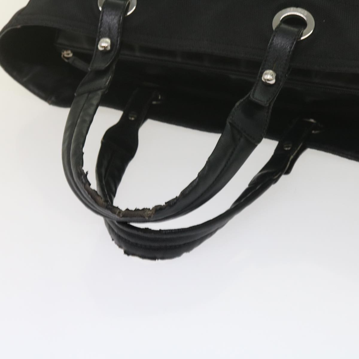 CHANEL Paris Biarritz MM Tote Bag Coated Canvas Black CC Auth bs10905