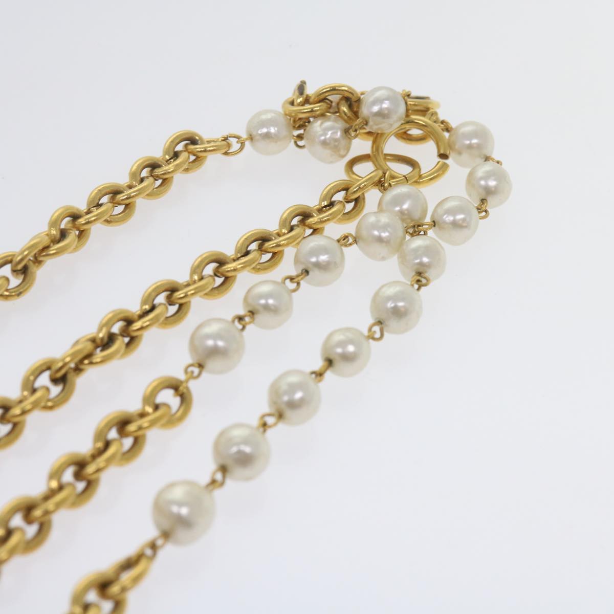 Top Quality Chanel Necklace Gold Tone CC Auth bs10911