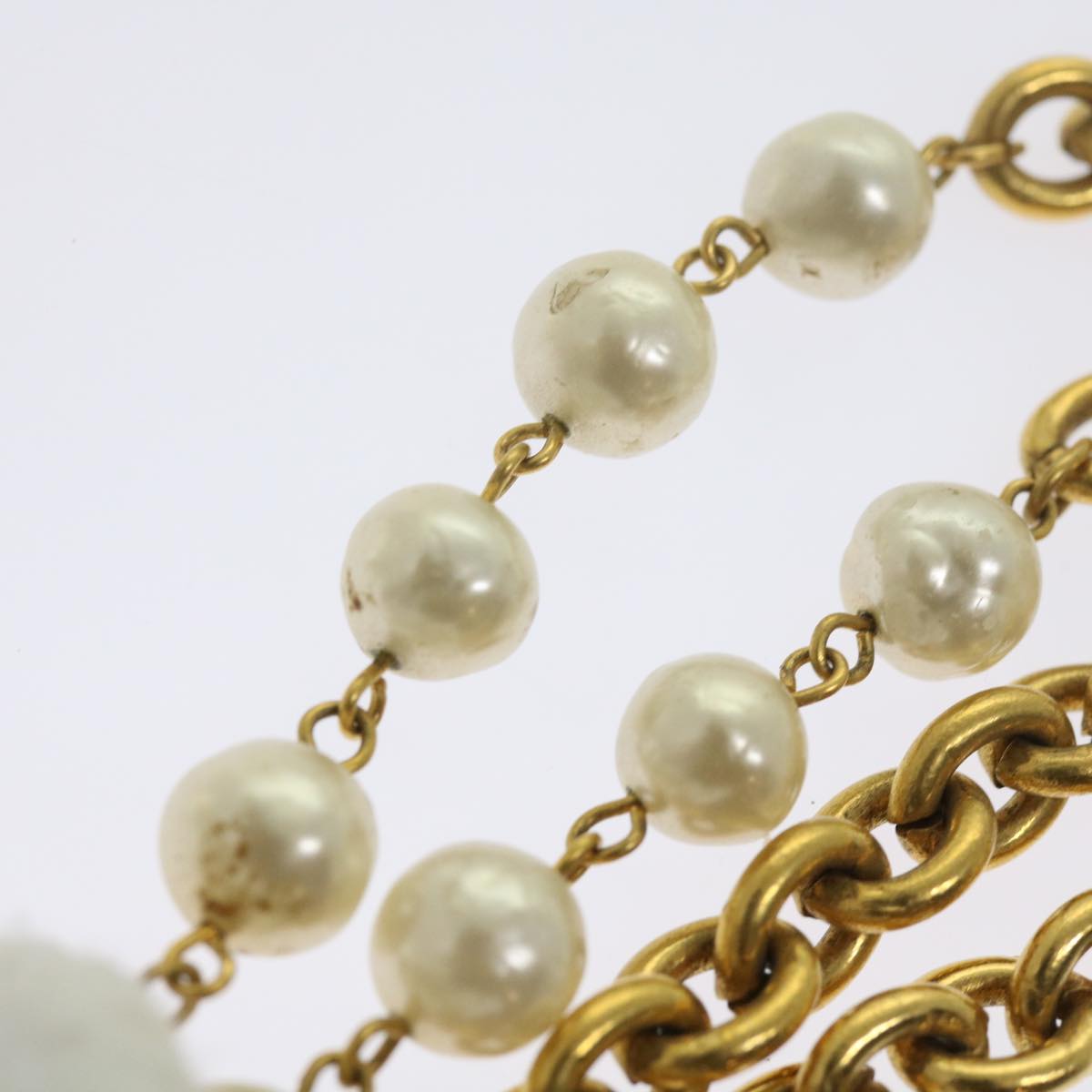 Top Quality Chanel Necklace Gold Tone CC Auth bs10911