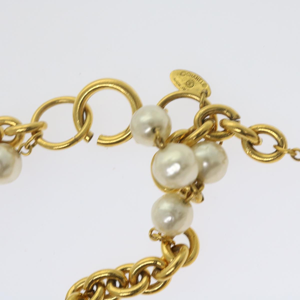 CHANEL Necklace Gold Tone CC Auth bs10911