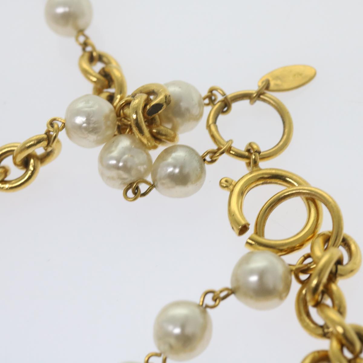Top Quality Chanel Necklace Gold Tone CC Auth bs10911