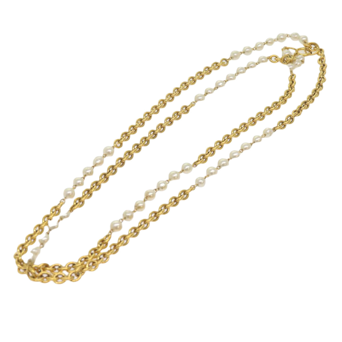 Top Quality Chanel Necklace Gold Tone CC Auth bs10911