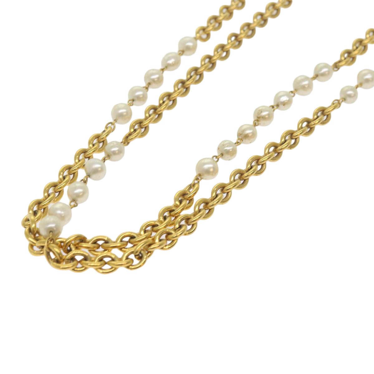 Top Quality Chanel Necklace Gold Tone CC Auth bs10911