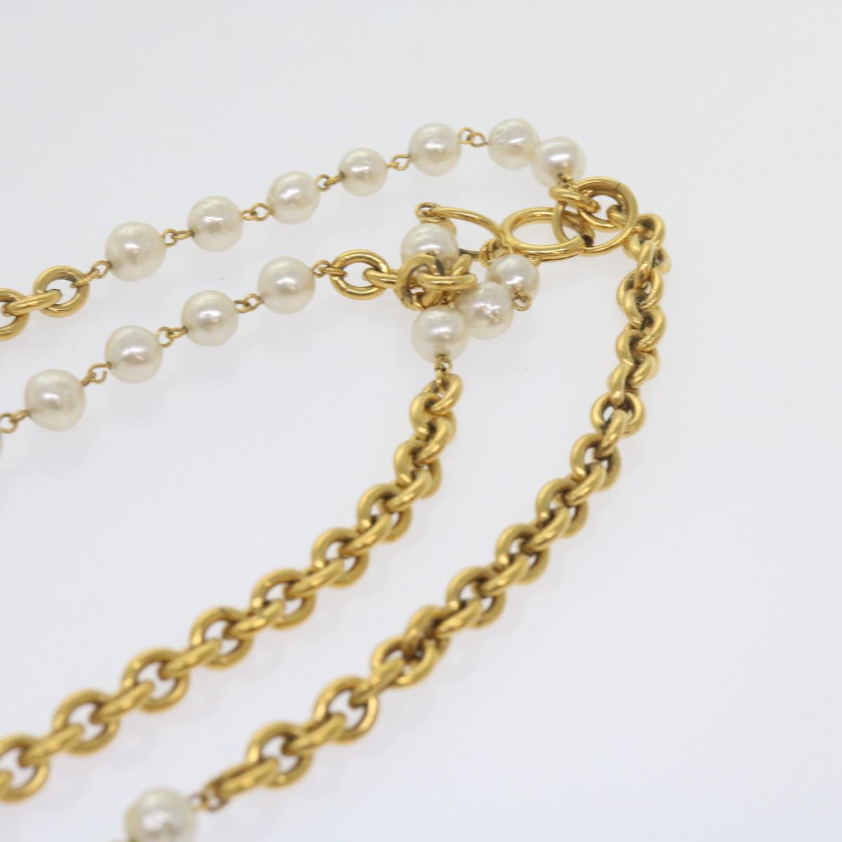 Top Quality Chanel Necklace Gold Tone CC Auth bs10911