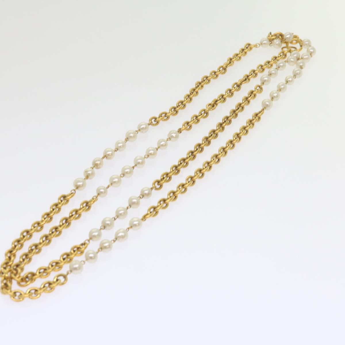 Top Quality Chanel Necklace Gold Tone CC Auth bs10911