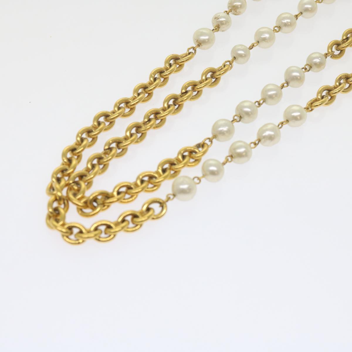 CHANEL Necklace Gold Tone CC Auth bs10911