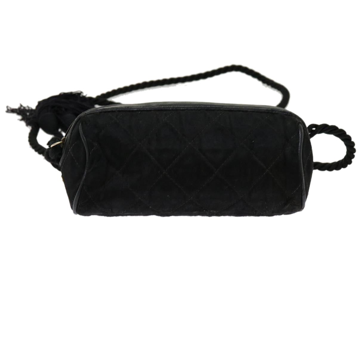CHANEL Shoulder Bag Satin Black CC Auth bs10925