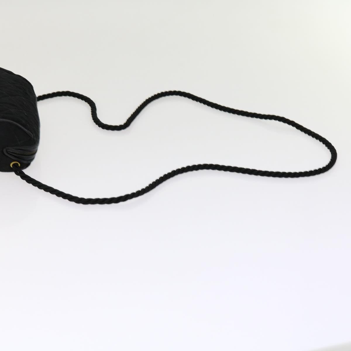CHANEL Shoulder Bag Satin Black CC Auth bs10925