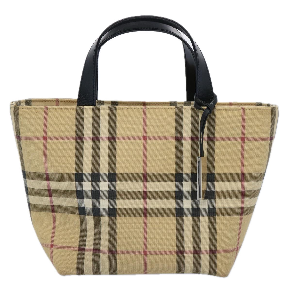 BURBERRY Nova Check Hand Bag Coated Canvas Beige Auth bs10942