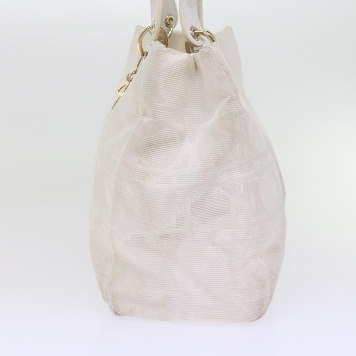 CHRISTIAN DIOR Canage Hand Bag Canvas White Auth bs10953