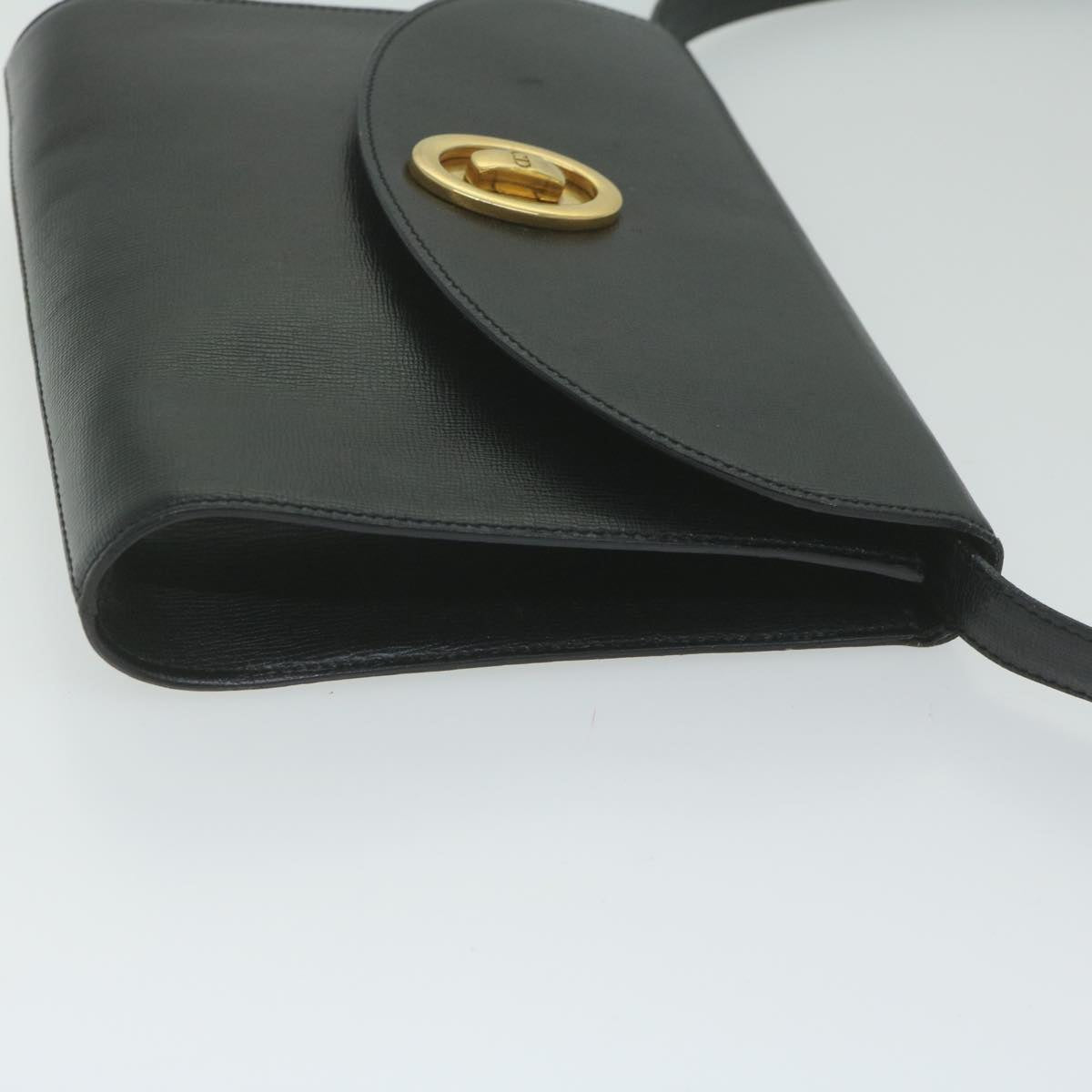 CHRISTIAN DIOR Shoulder Bag Leather Black Auth bs11007
