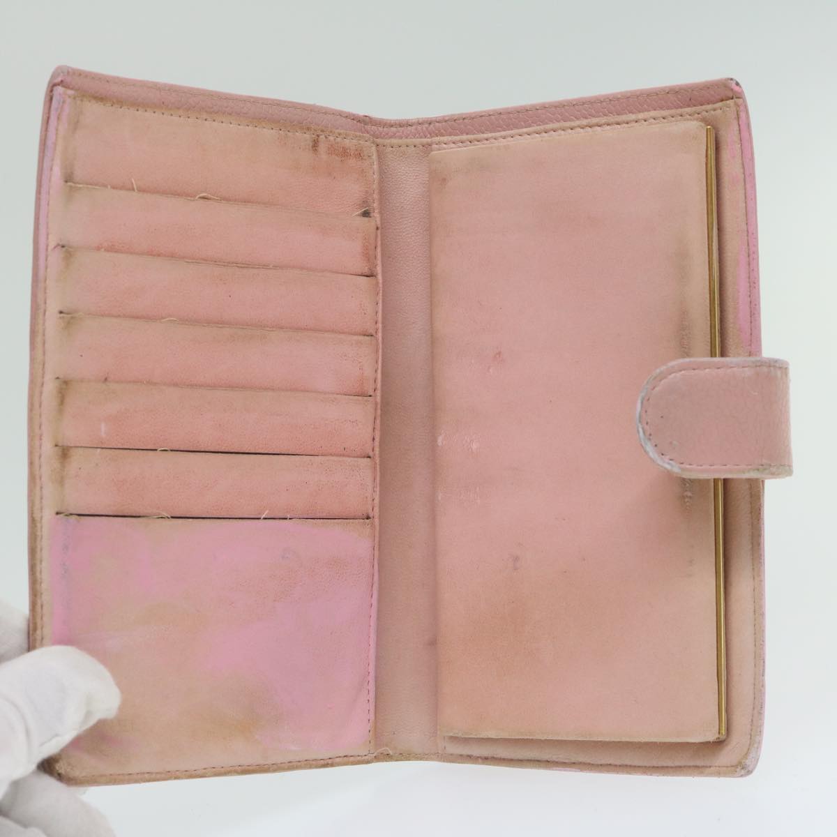 Top Quality Chanel Long Wallet Caviar Skin Pink CC Auth bs11186