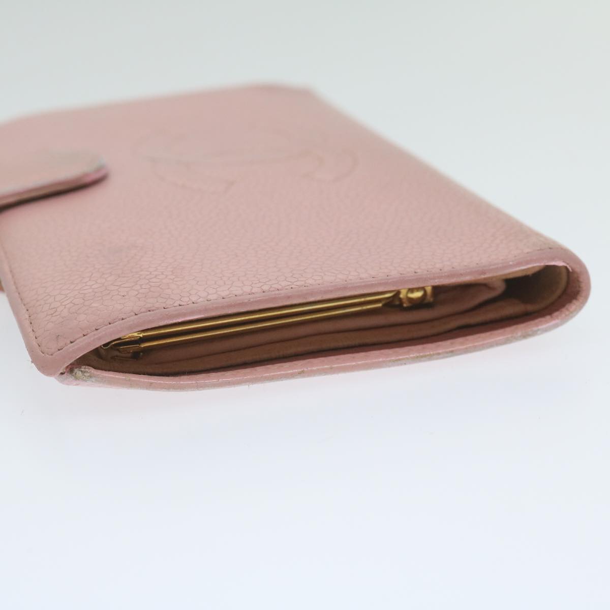 Top Quality Chanel Long Wallet Caviar Skin Pink CC Auth bs11186