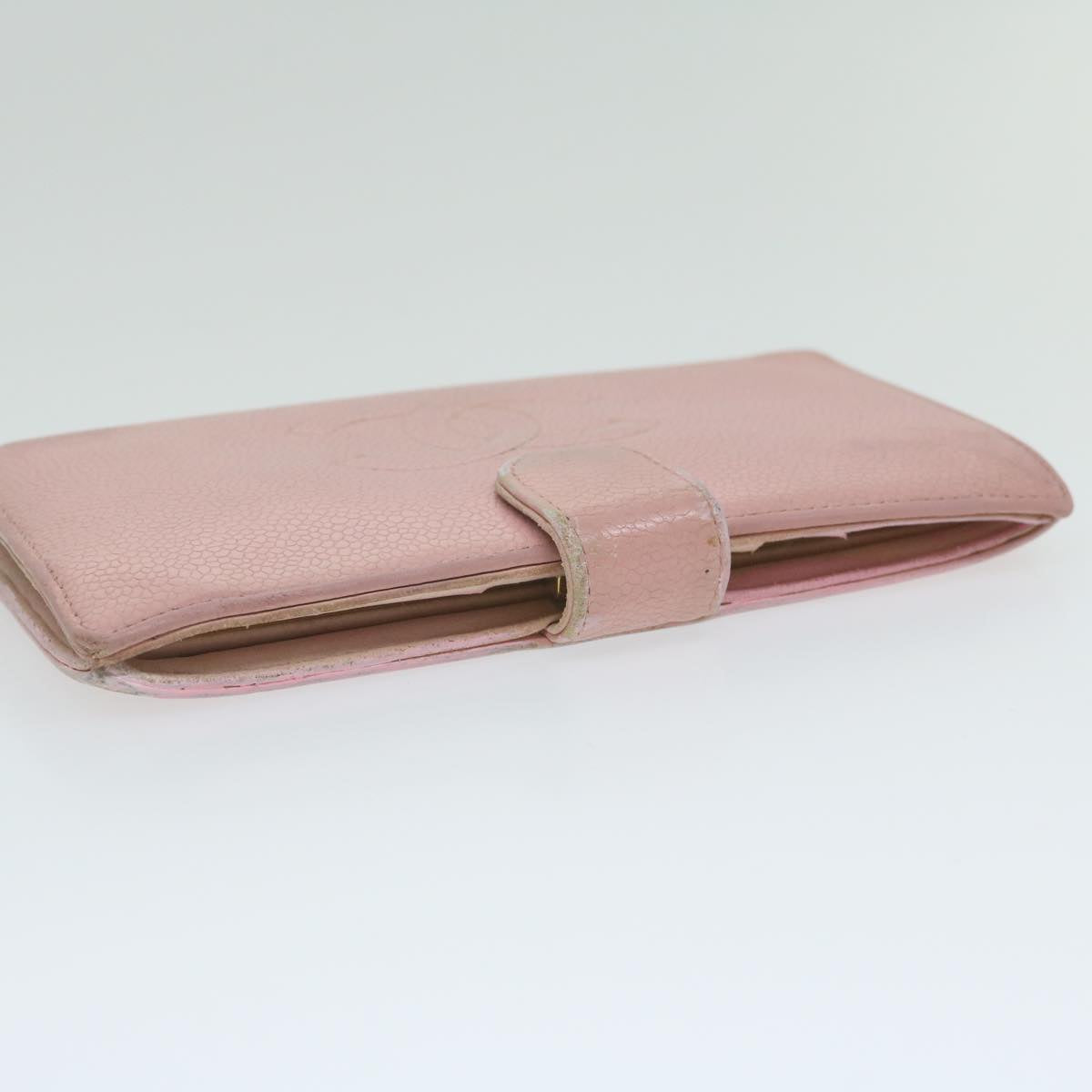 Top Quality Chanel Long Wallet Caviar Skin Pink CC Auth bs11186