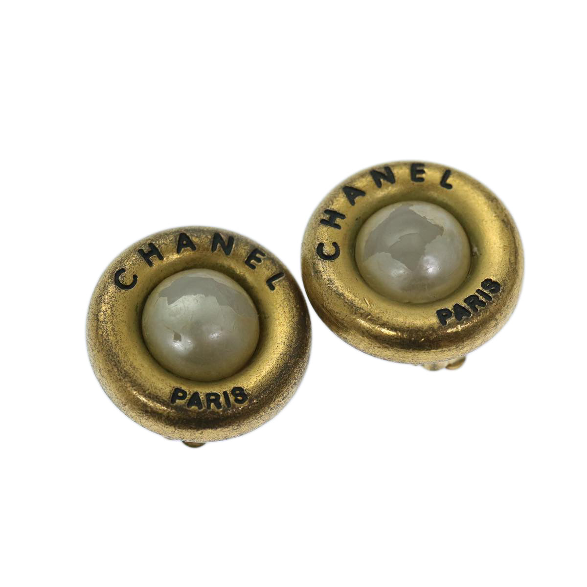 Top Quality Chanel Earring Gold Tone CC Auth bs11280