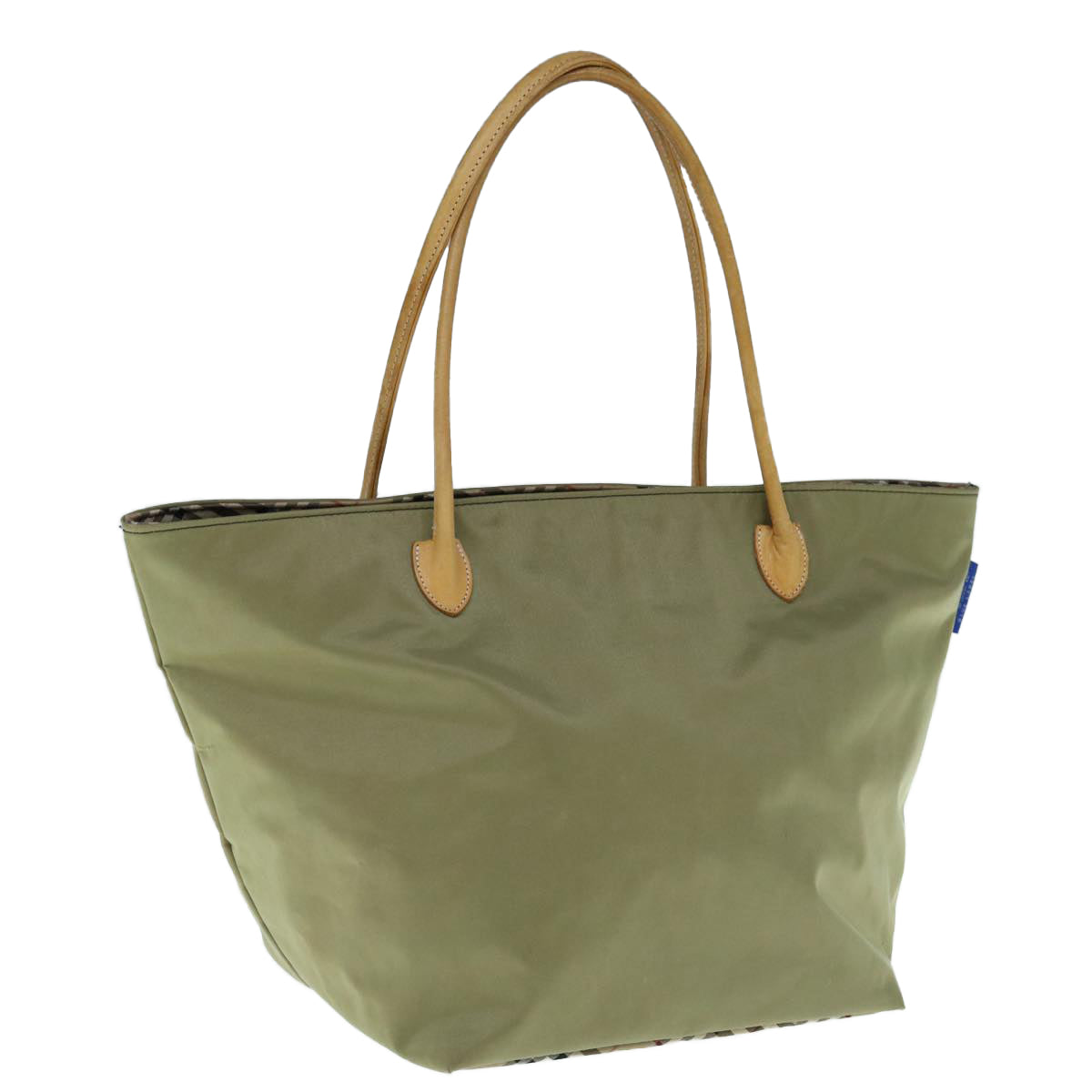 BURBERRYSs Blue Label Tote Bag Nylon Khaki Auth bs11303