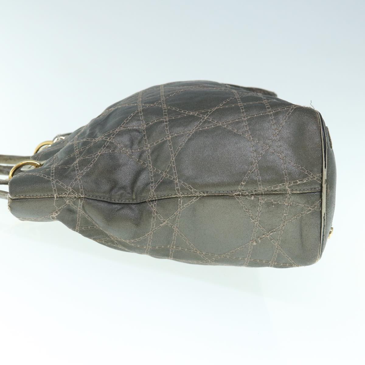 CHRISTIAN DIOR Canage Shoulder Bag Coated Canvas Gray Auth bs11380