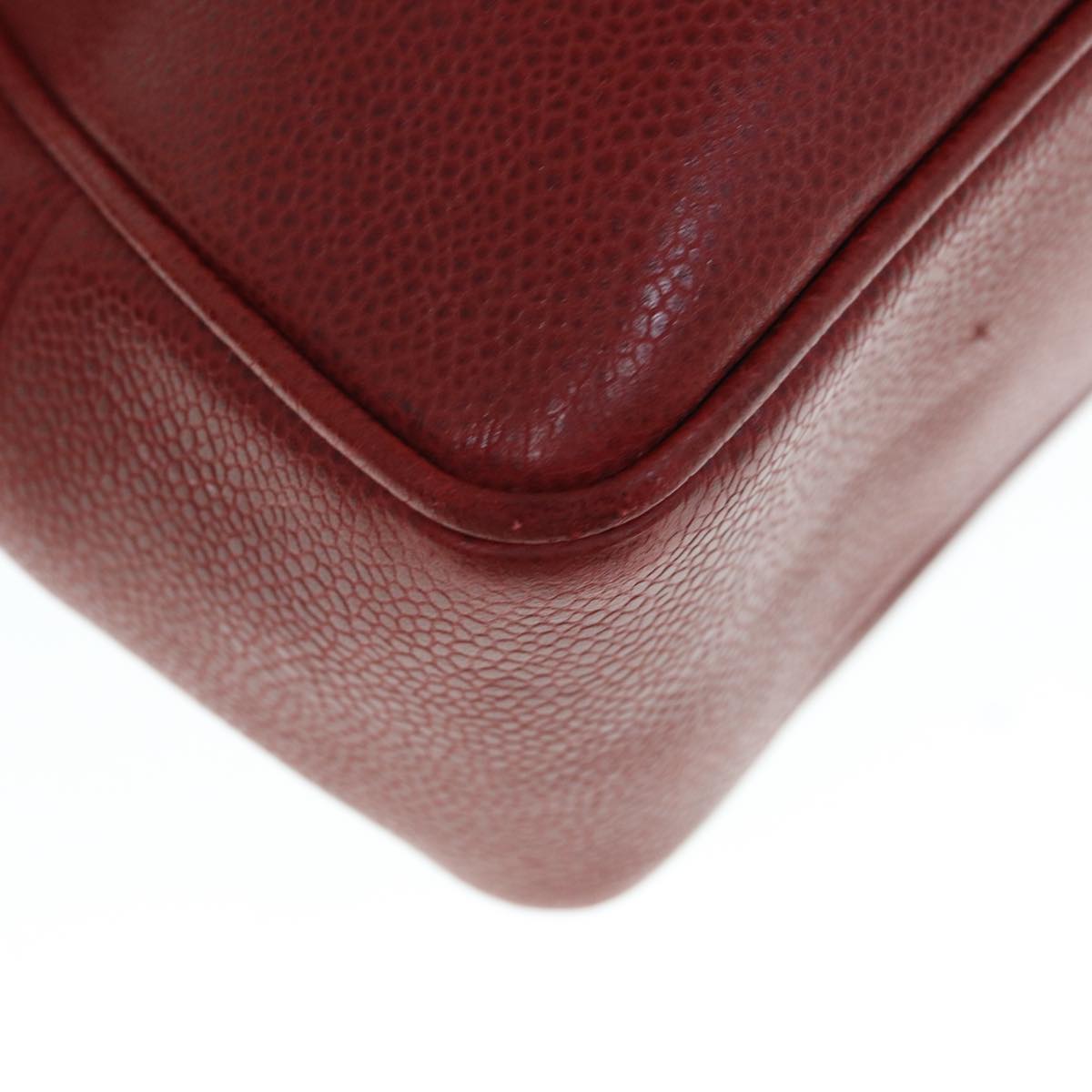 CHANEL Shoulder Bag Caviar Skin Red CC Auth bs11402