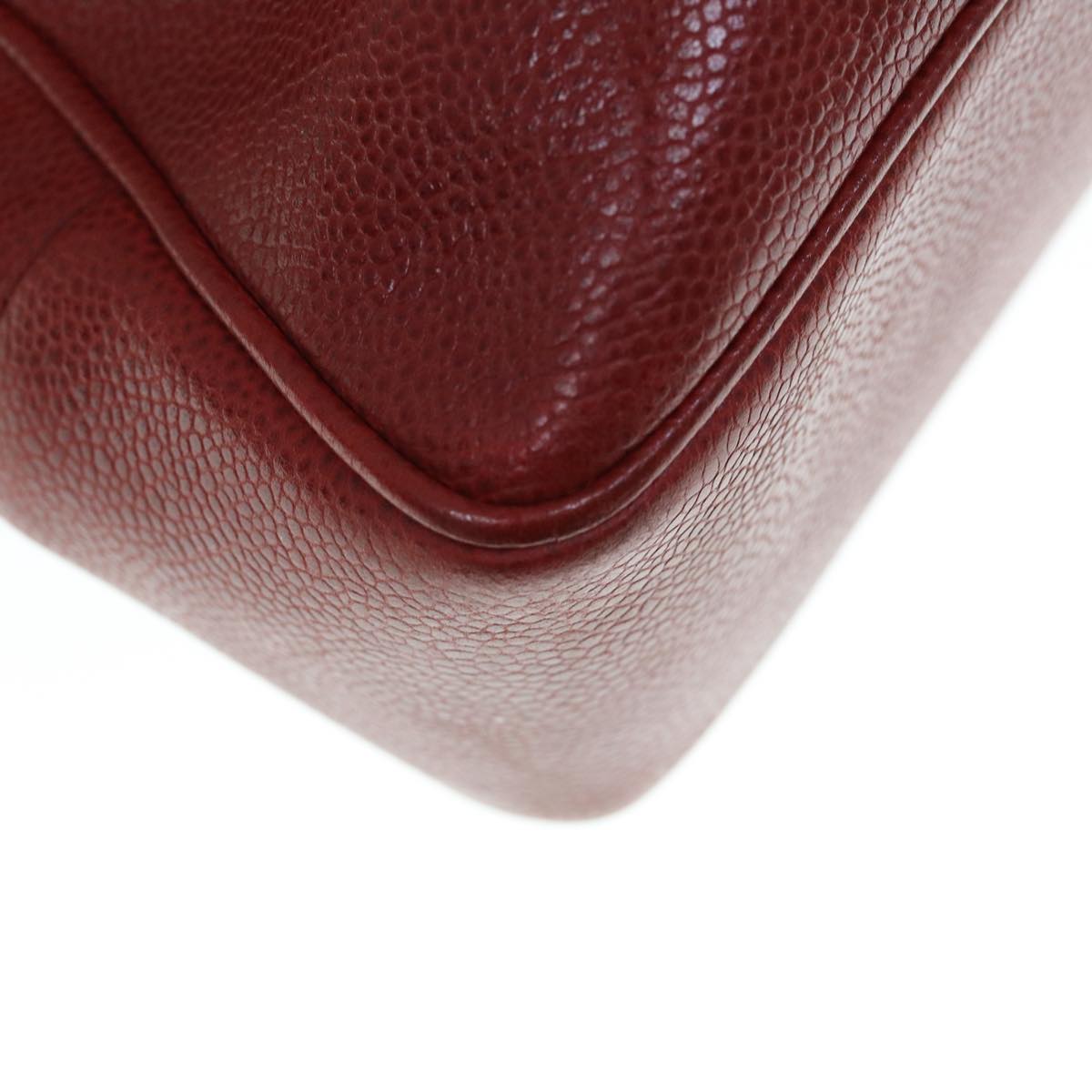 CHANEL Shoulder Bag Caviar Skin Red CC Auth bs11402
