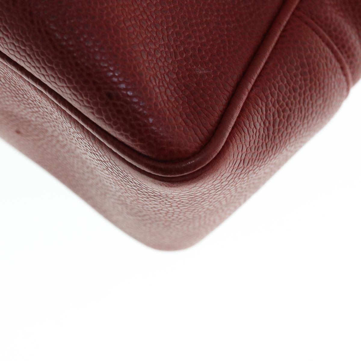 CHANEL Shoulder Bag Caviar Skin Red CC Auth bs11402