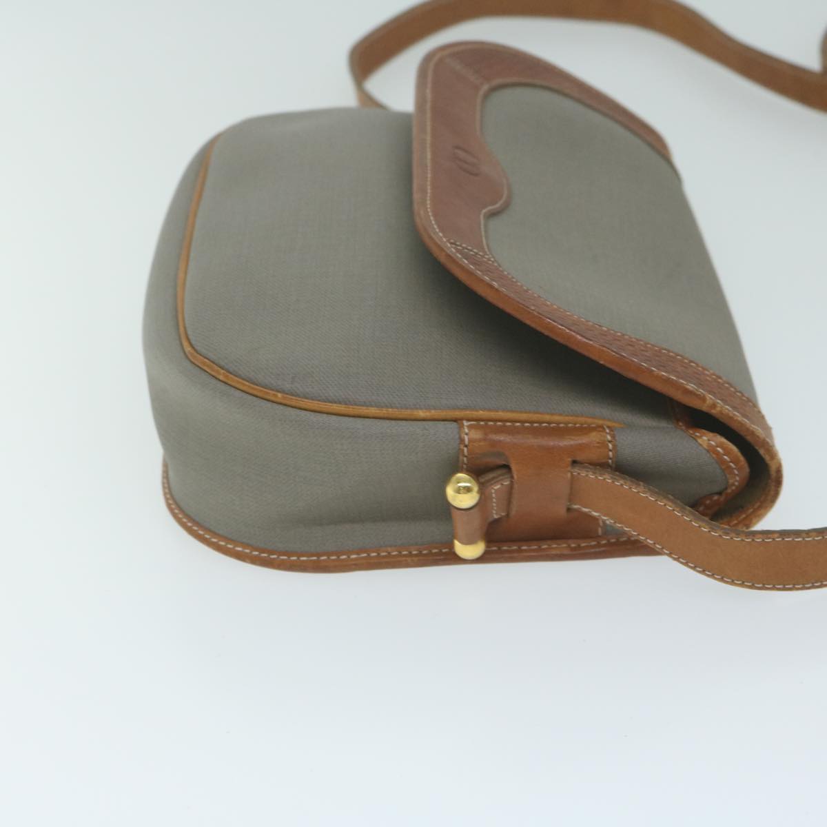 CHRISTIAN DIOR Shoulder Bag Canvas Gray Auth bs11463