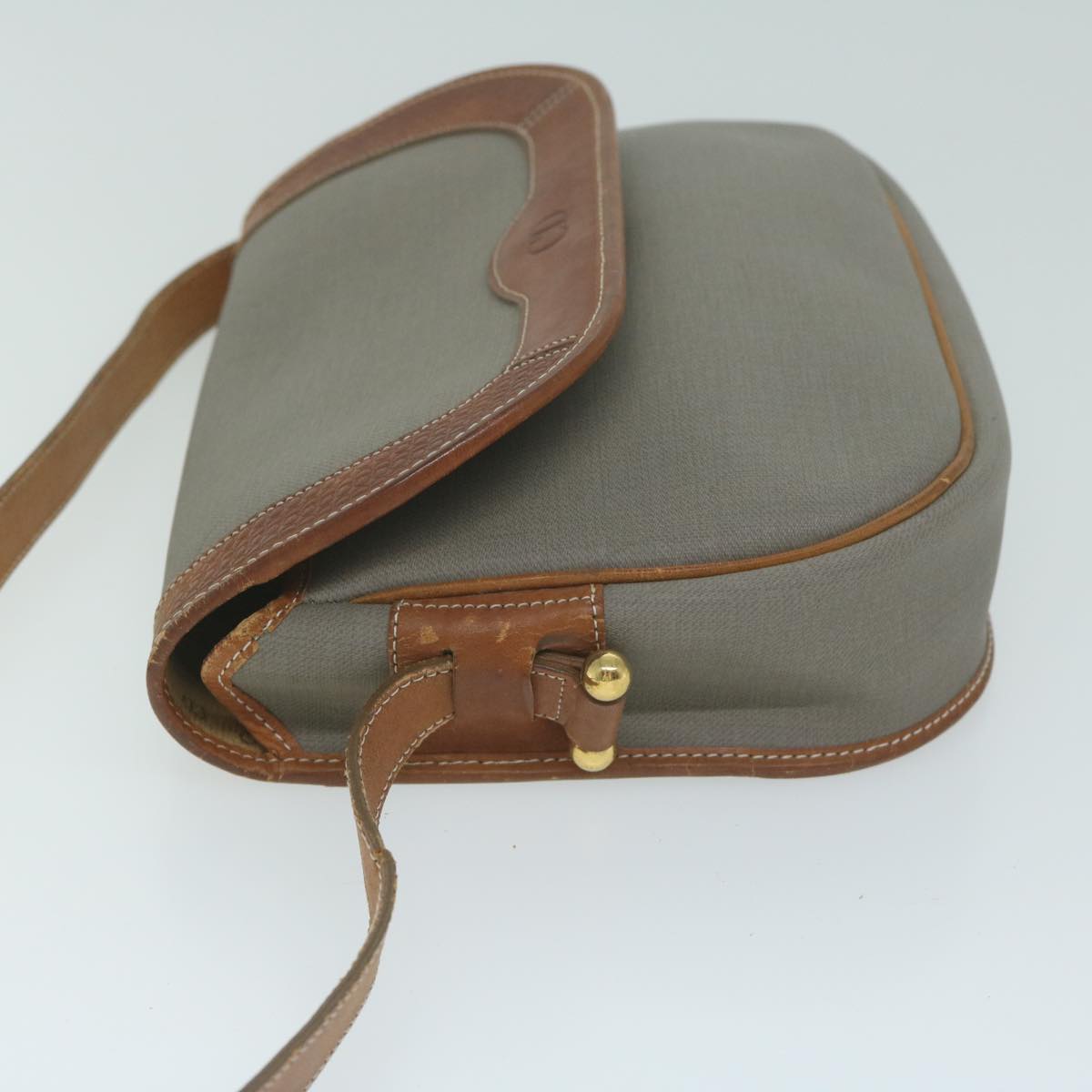 CHRISTIAN DIOR Shoulder Bag Canvas Gray Auth bs11463