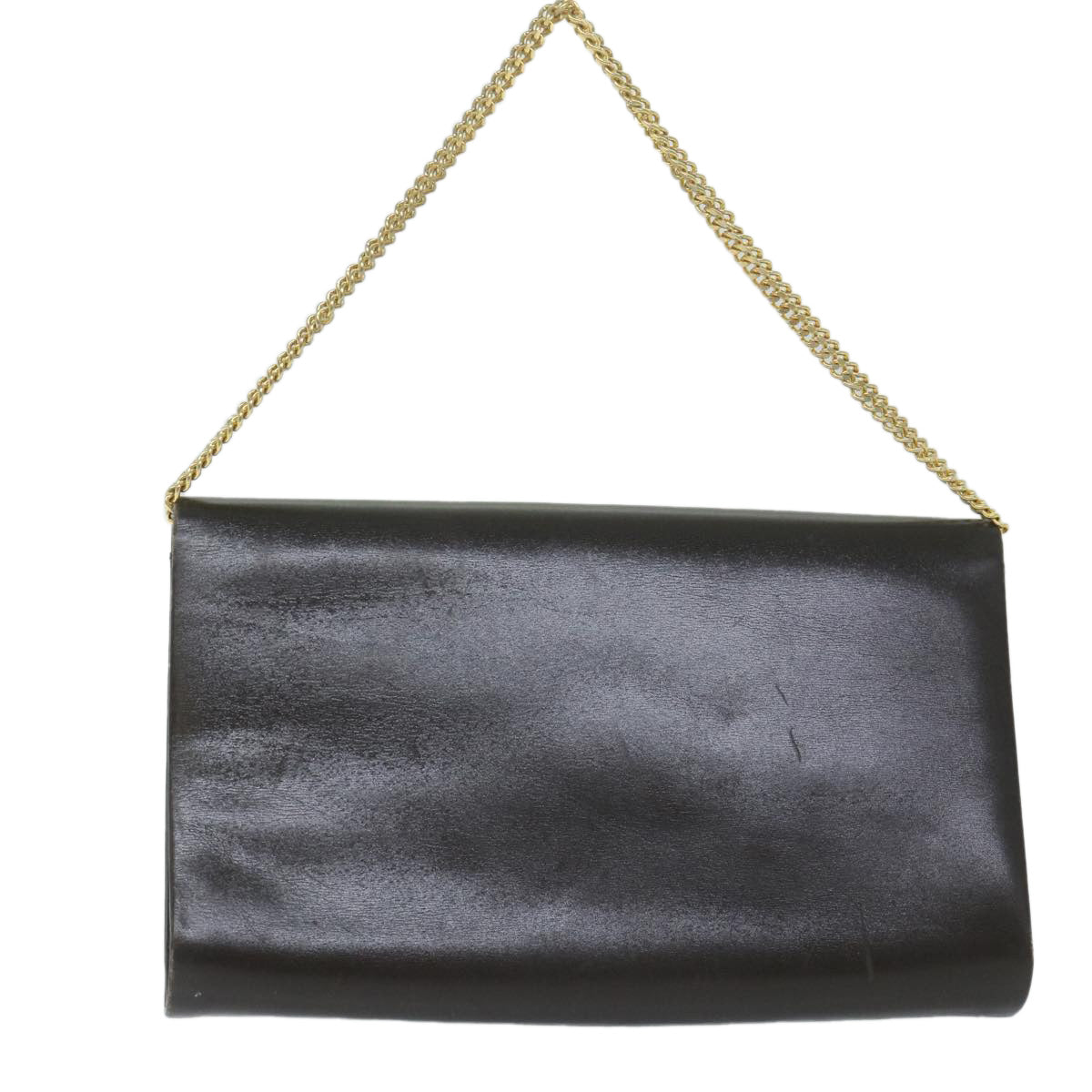 CHRISTIAN DIOR Chain Shoulder Bag Leather Brown Auth bs11469