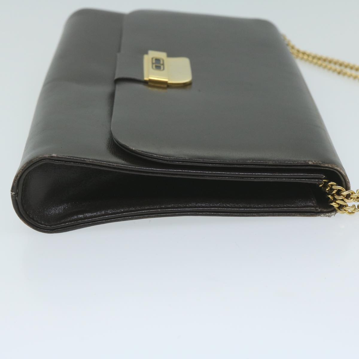 CHRISTIAN DIOR Chain Shoulder Bag Leather Brown Auth bs11469