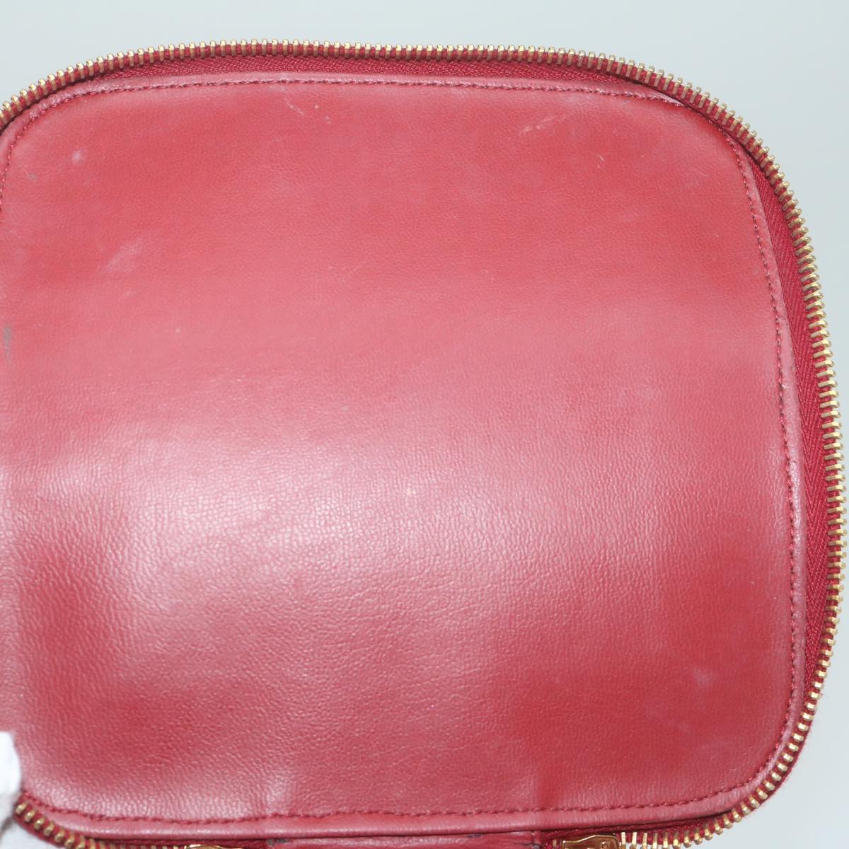 CHANEL Vanity Cosmetic Pouch Caviar Skin Red CC Auth bs11470