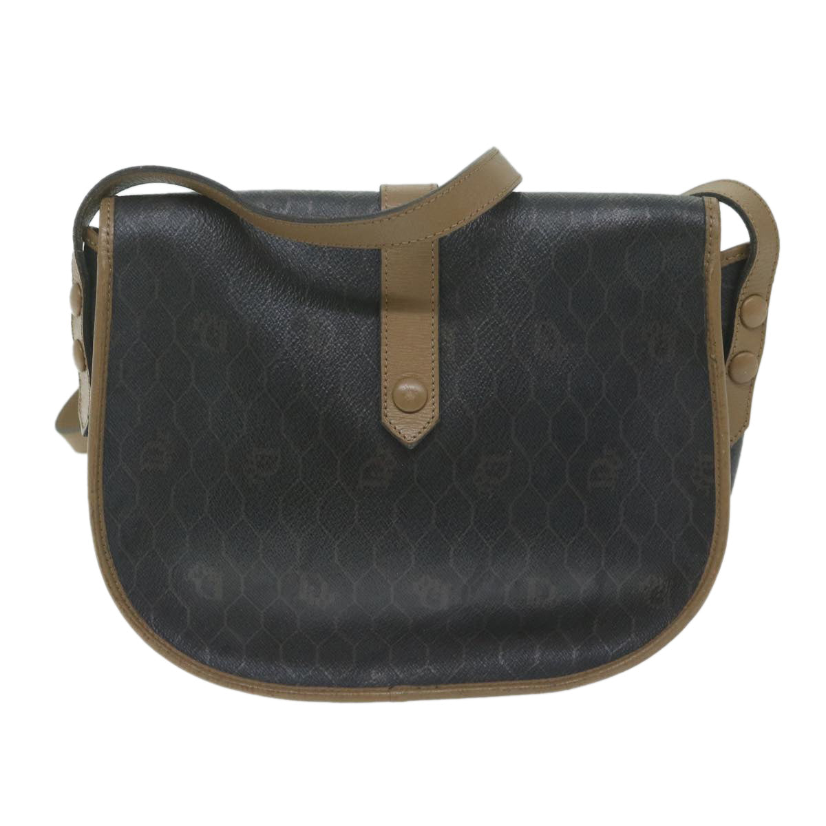 CHRISTIAN DIOR Honeycomb Canvas Shoulder Bag PVC Black Auth bs11484