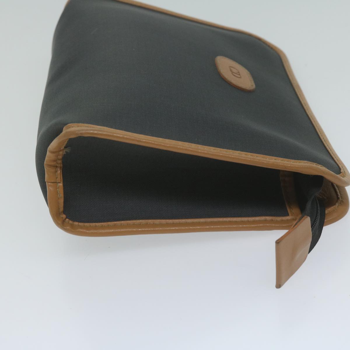 CHRISTIAN DIOR Clutch Bag PVC Canvas Black Auth bs11617