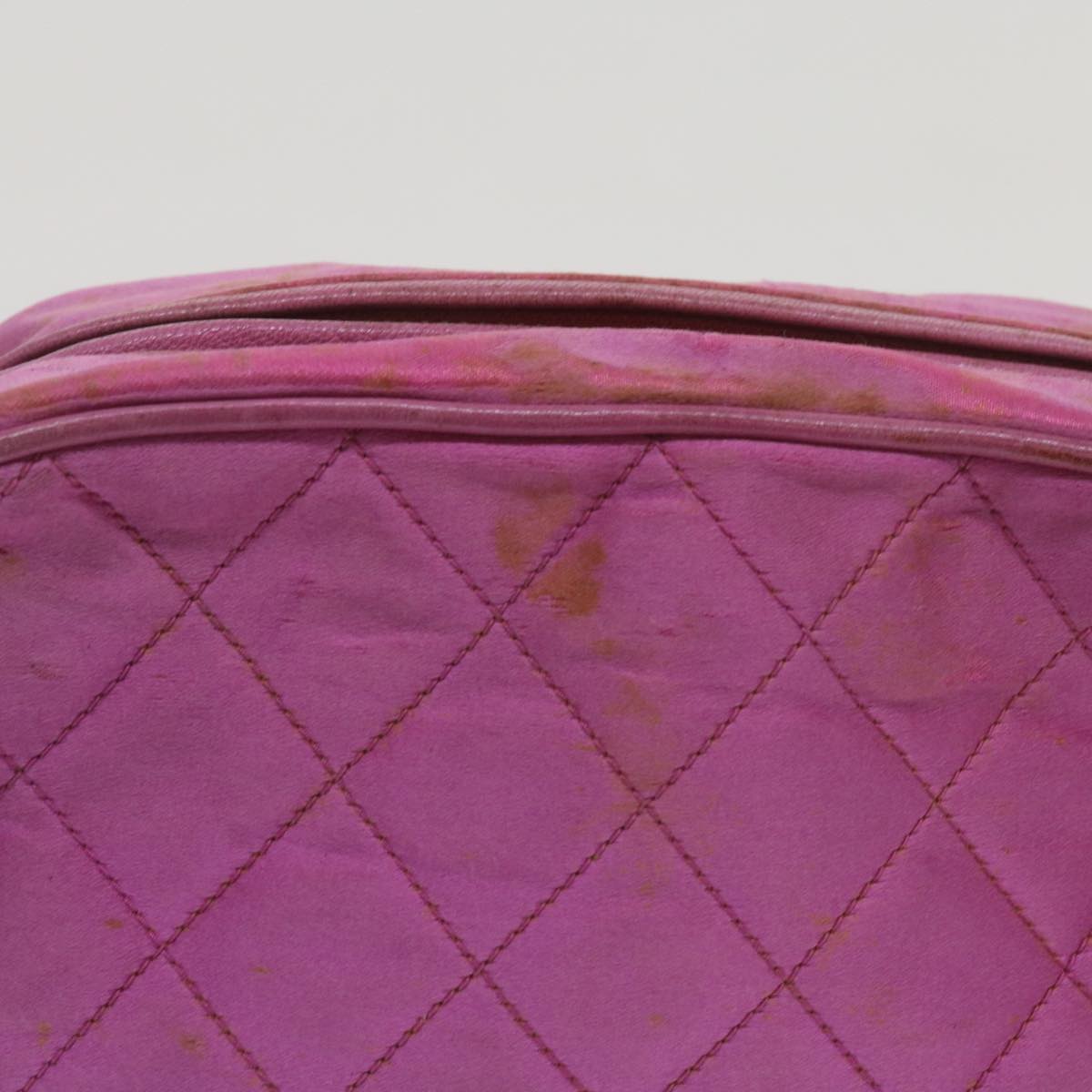 CHANEL Chain Shoulder Bag Satin Pink CC Auth bs12068