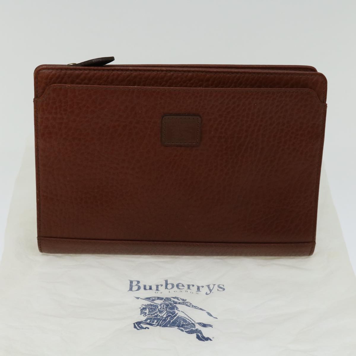 BURBERRYSs Clutch Bag Leather Brown Auth bs12180