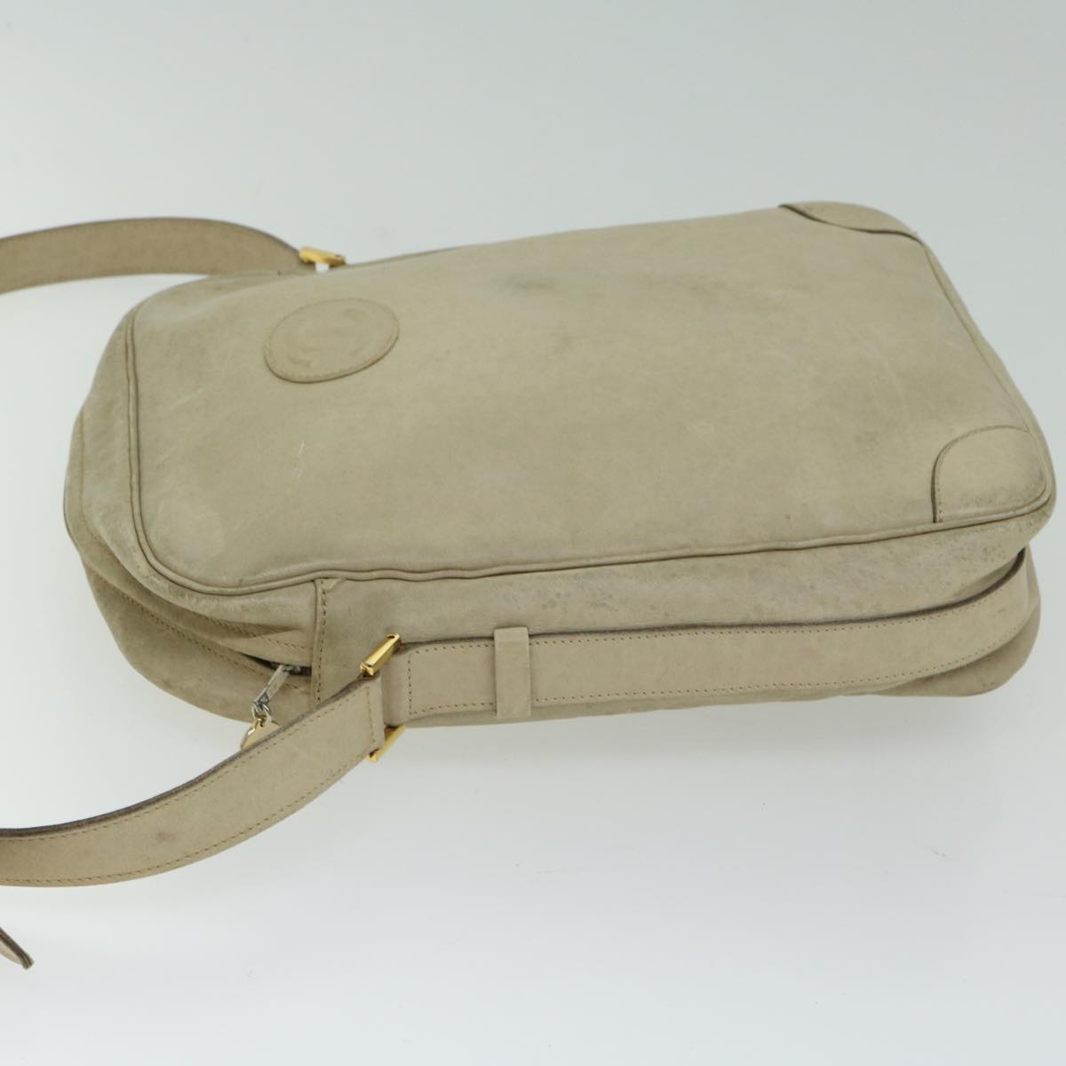 CHANEL Shoulder Bag Leather Beige CC Auth bs12353