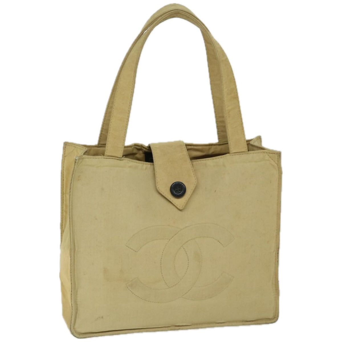 Top Quality Chanel Hand Bag Nylon Beige CC Auth bs12434