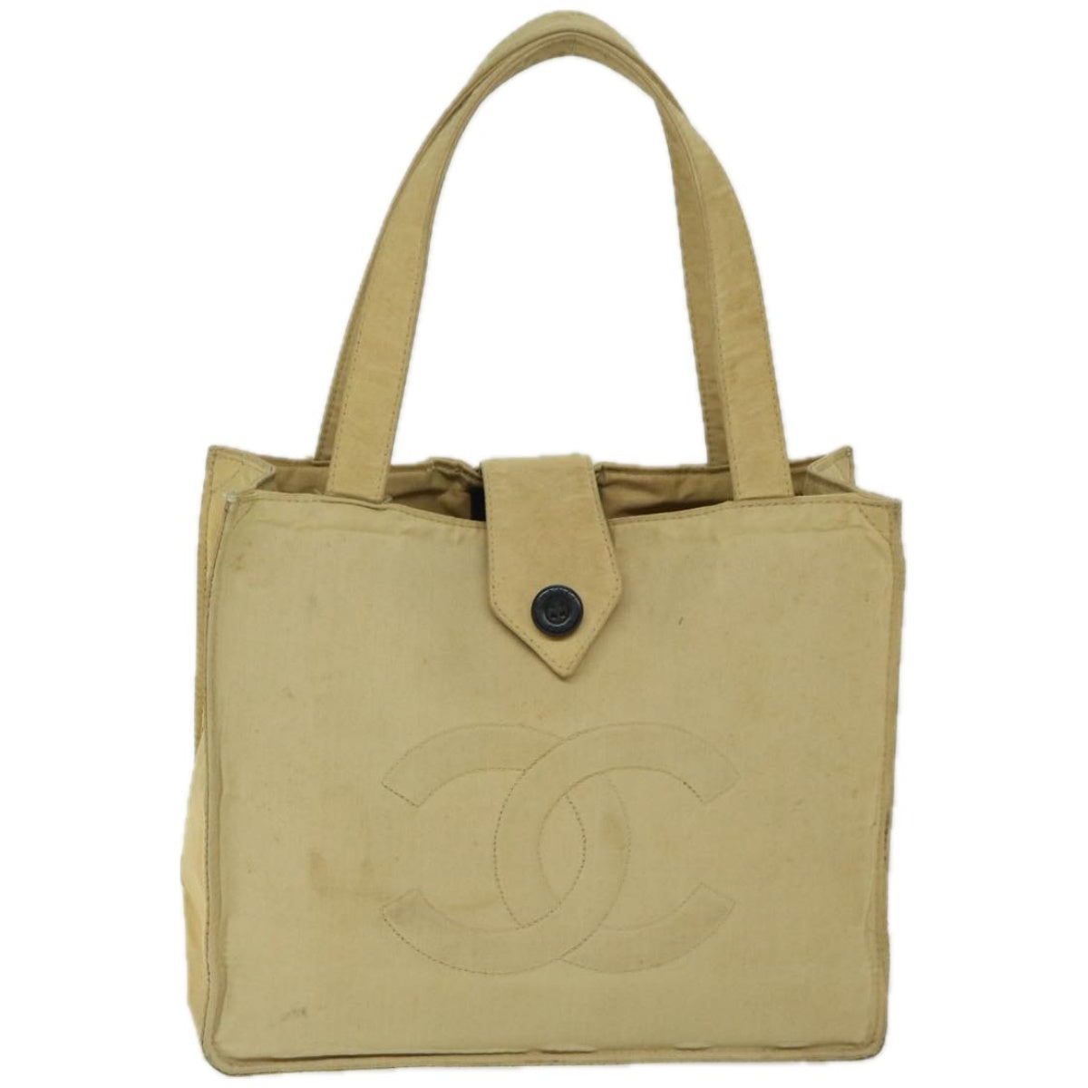 Top Quality Chanel Hand Bag Nylon Beige CC Auth bs12434