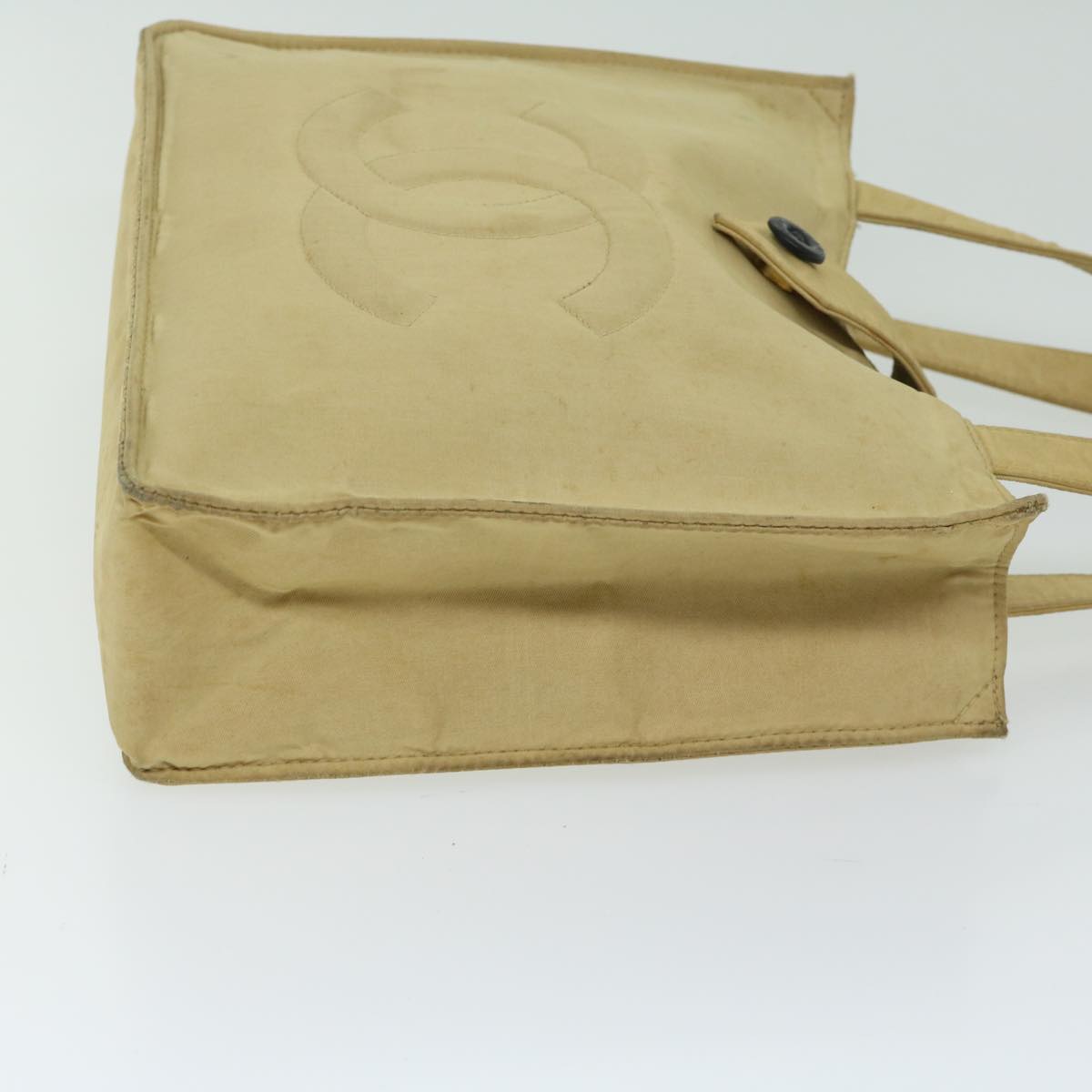 Top Quality Chanel Hand Bag Nylon Beige CC Auth bs12434