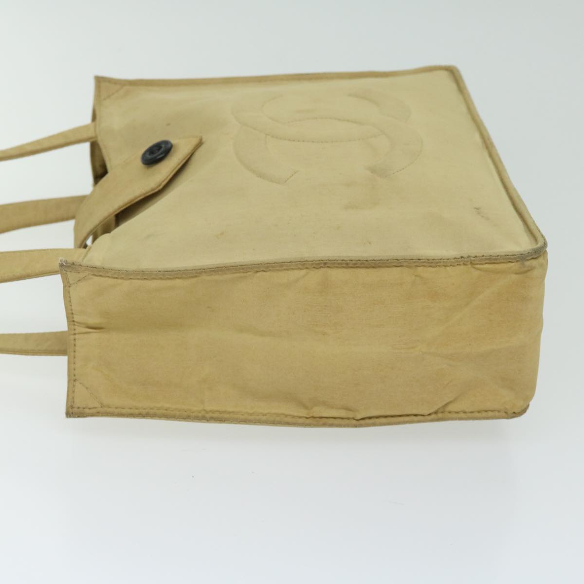 Top Quality Chanel Hand Bag Nylon Beige CC Auth bs12434