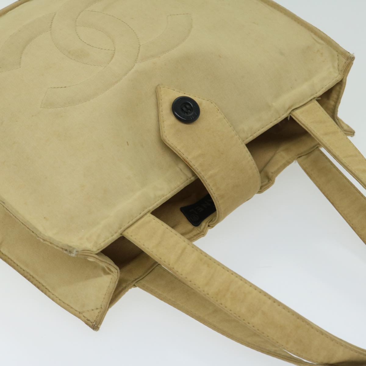 Top Quality Chanel Hand Bag Nylon Beige CC Auth bs12434