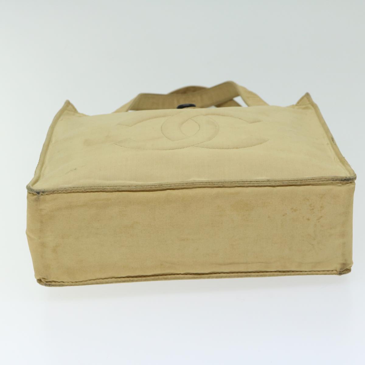 Top Quality Chanel Hand Bag Nylon Beige CC Auth bs12434
