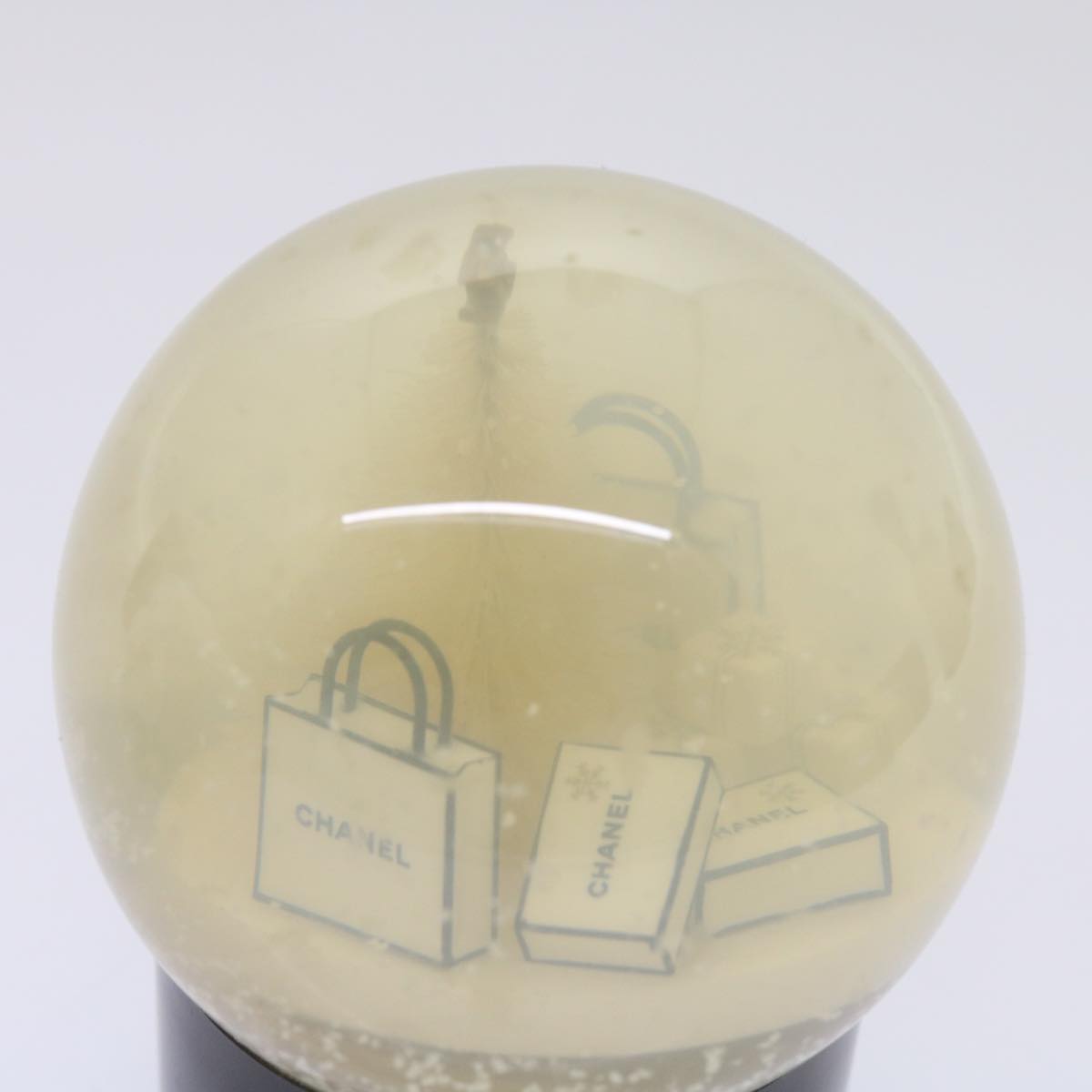CHANEL Snow Globe plastic Black Clear CC Auth bs12466